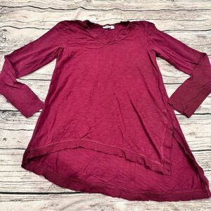Wilt Deep Red Asymmetrical Long Sleeve Tunic Top Oversized XS